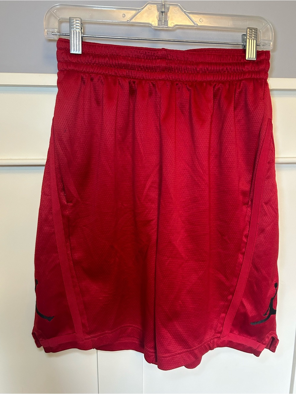 Jordan Red Athletic Shorts with Black Jumpman Tag